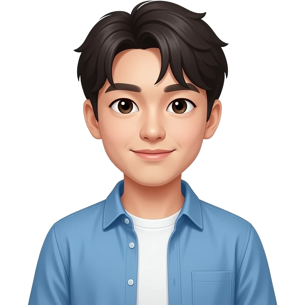 emojis.com korean-young-man-+-white-t-shirt,-blue-shirt emoji