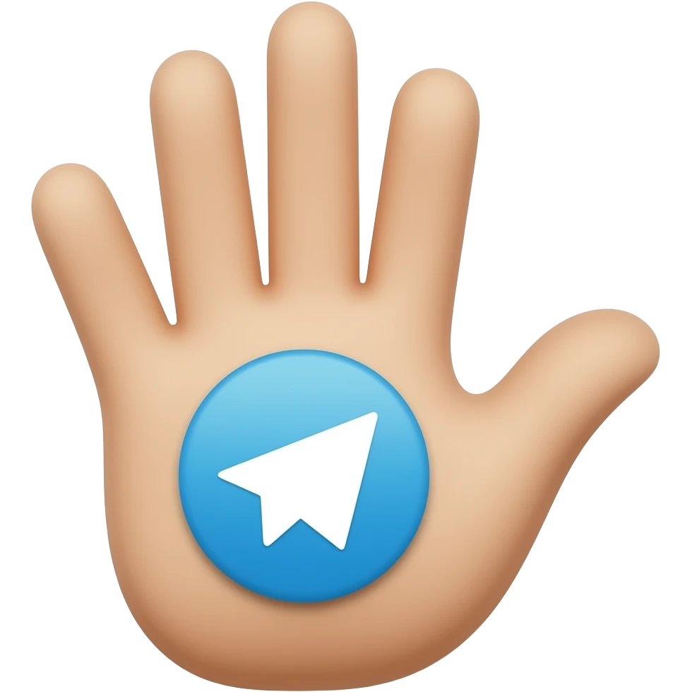 Сгенерируй вытянутую ладонь руки  с иконкой по  телеграм emoji