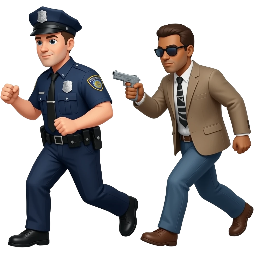 police chasing criminal emoji
