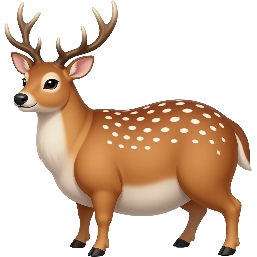 A female deer’s stomach gets massively large and heavy,she ate too much,now the deer/doe is obese,even her big belly has a bit of wobble. emoji