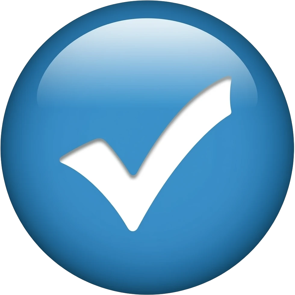 Badge rond bleu avec le signe✅ emoji