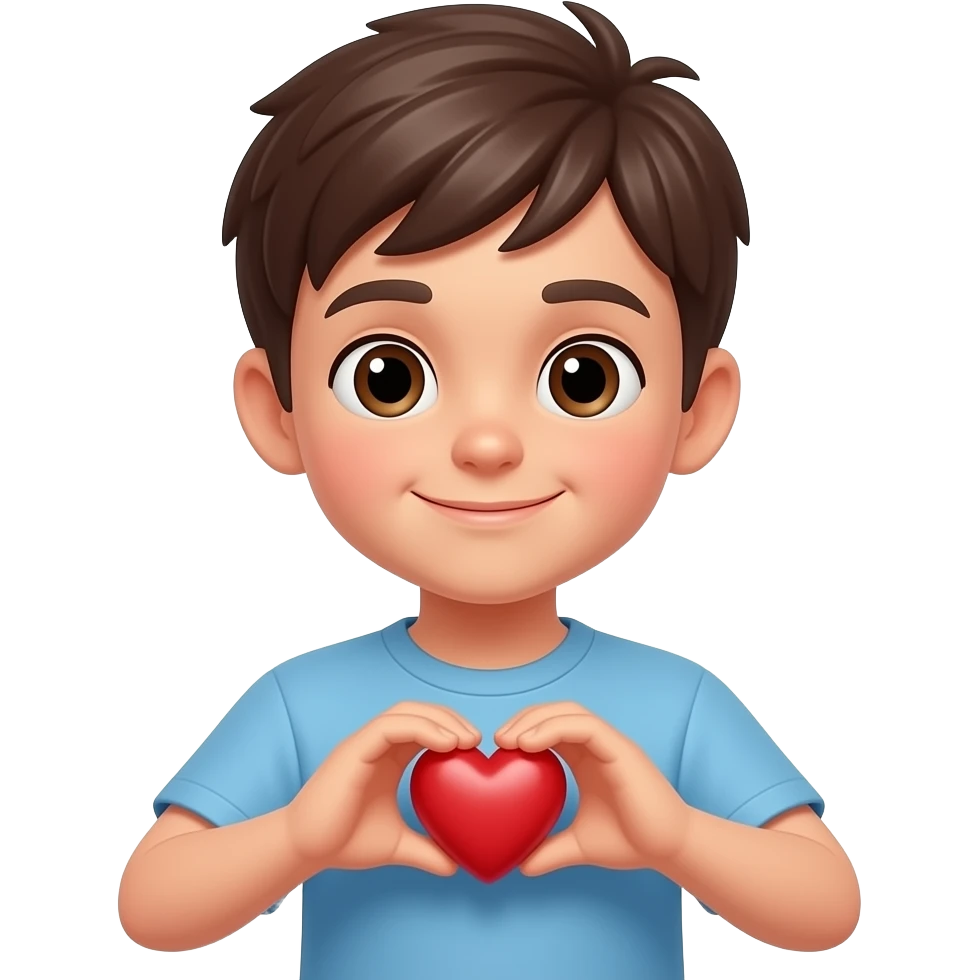 Парень показывает сердечко emoji