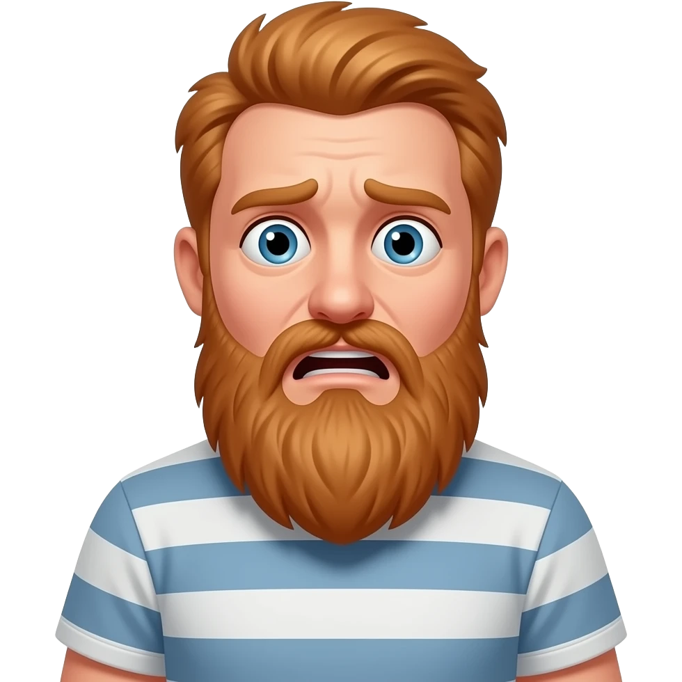 Choke hand scared man with long red beard tshirt emoji