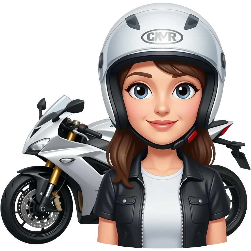 mulher com um capacete de mota e a mota ao lado emoji
