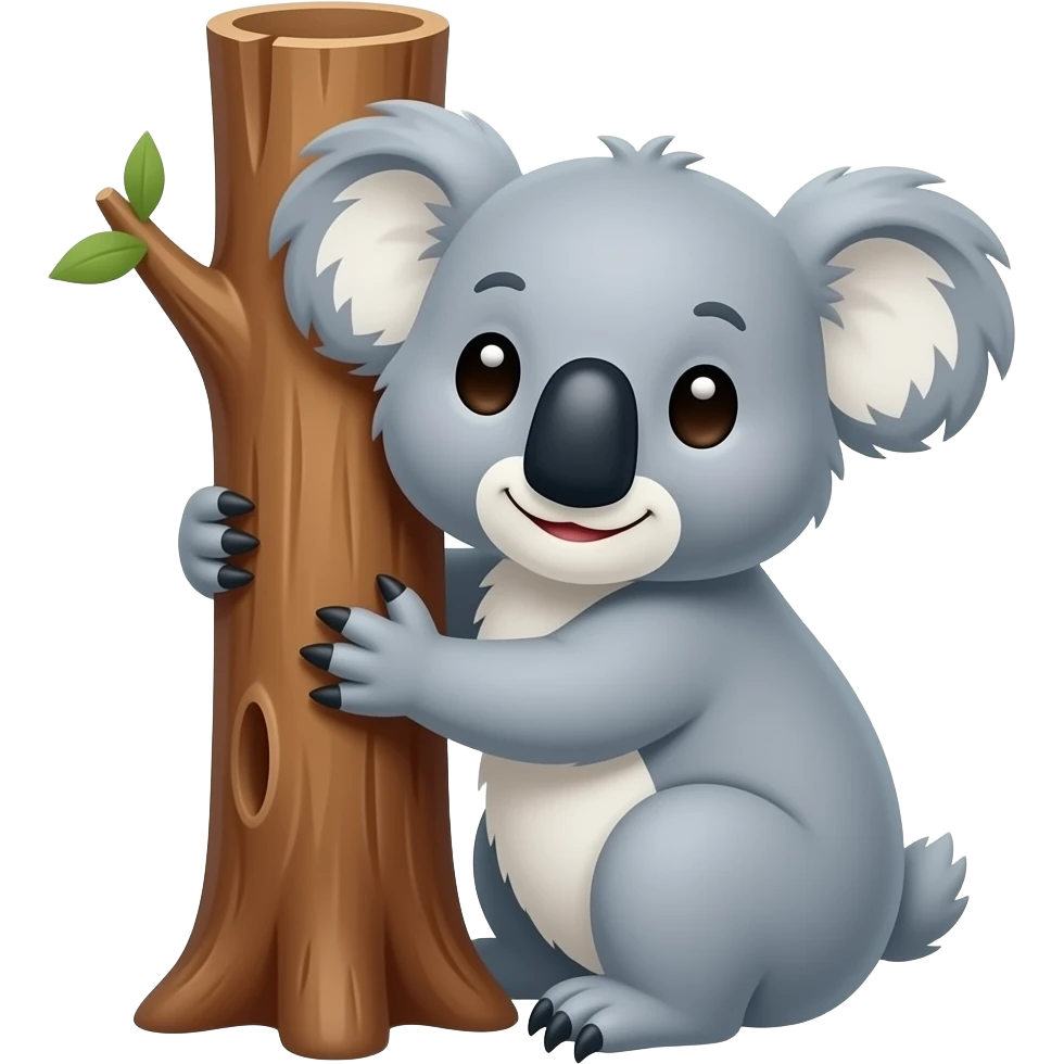 یه کوالا کوچولو بامزه که به درخت تکیه داده emoji