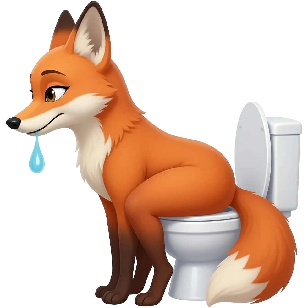 Female fox furry person woman pee on toilet emoji