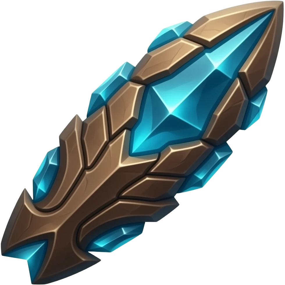 a surf board made of rock, like the one malphite from league of leyends would use, brown and blue colors dominant emoji