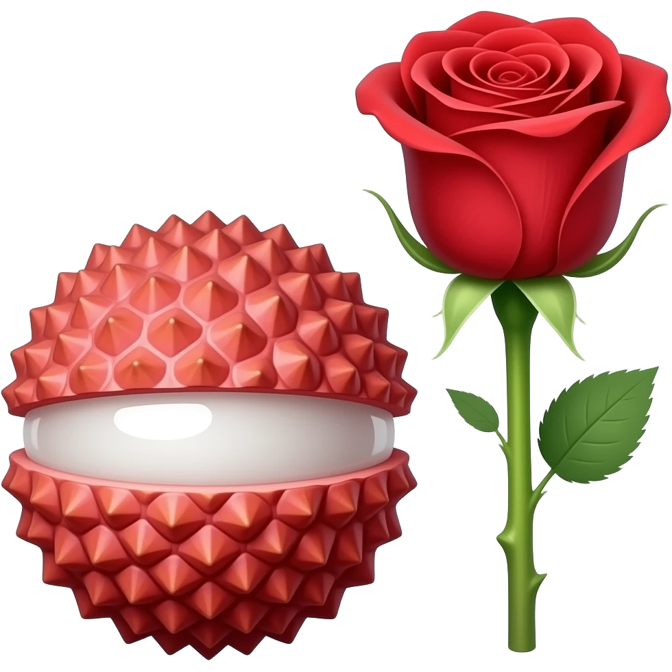 lychee and rose emoji