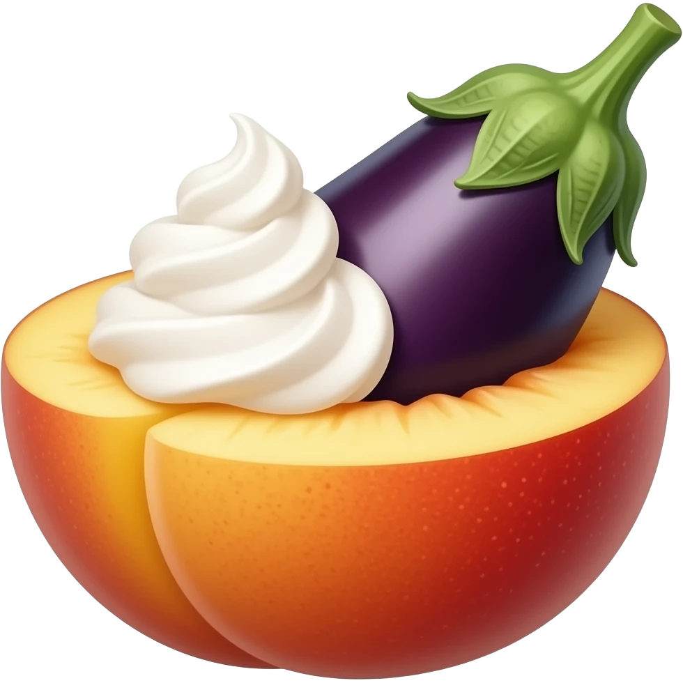 Eggplant exploding cream in peach emoji