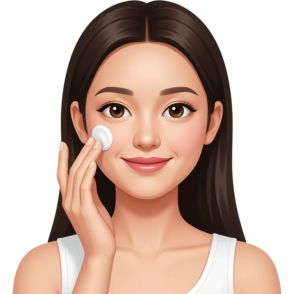 얼굴에 뭘 바르는 화이트 한국 여자 emoji