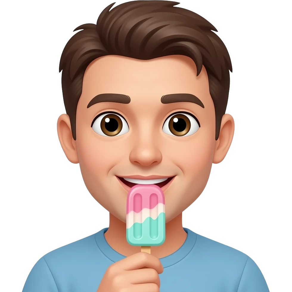 Lamiendo una paleta de helado emoji