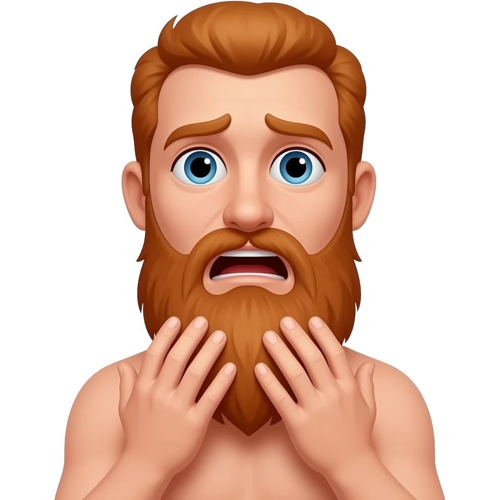 Choke with hands scared naked man with long red beard emoji