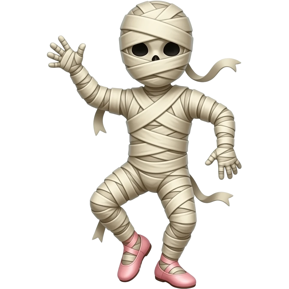 a fully body mummy dancing wearing pink ballet shoes emoji