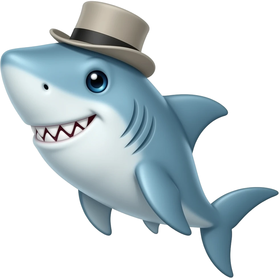 Shark with a top hat emoji