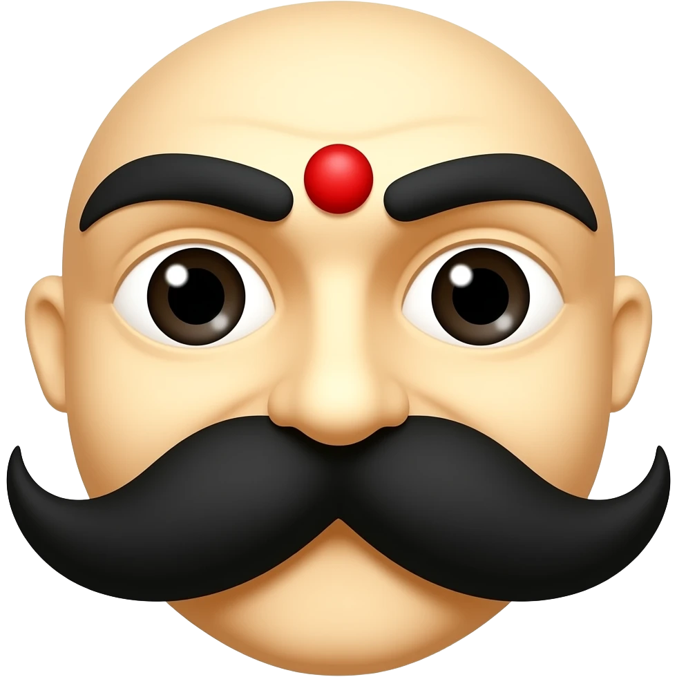 In a white background no person is needed just black eyebrows, red bindi and moustache yeah this is perfect but like Bharathiyar symbol emoji