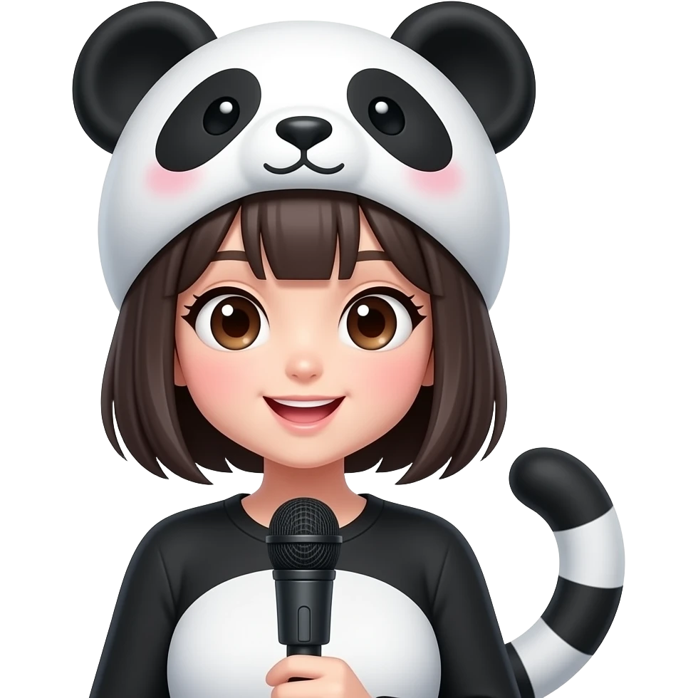 Cute anime panda themed vtuber lady emoji