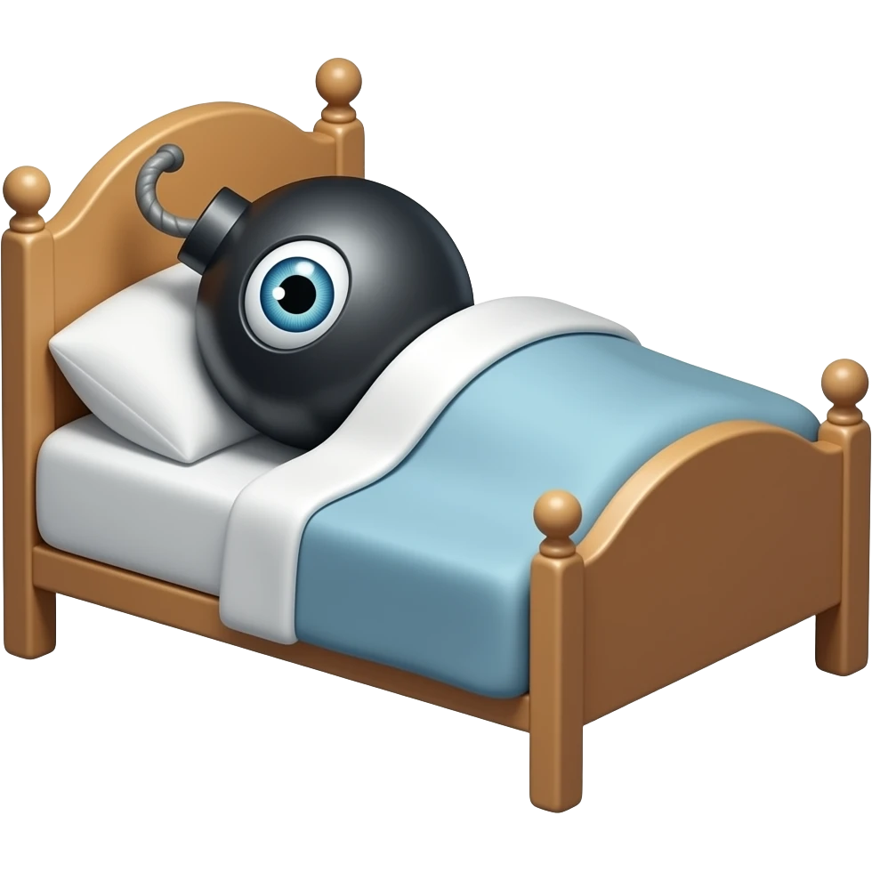 Bed sleep bomba have eye emoji