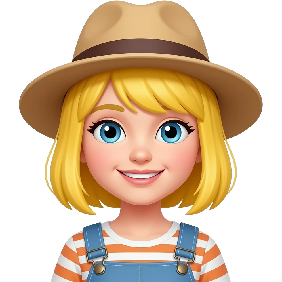 Niña de cabello amarillo sombrero emoji