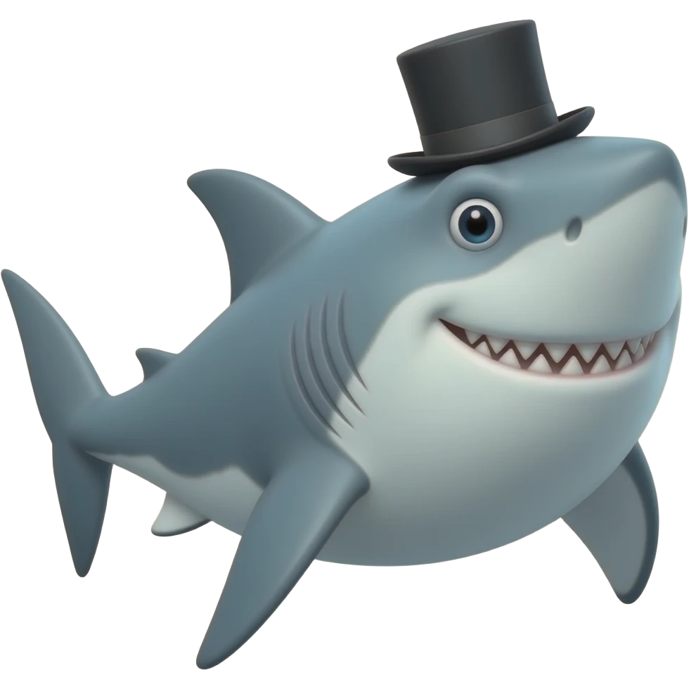 Shark with a top hat emoji