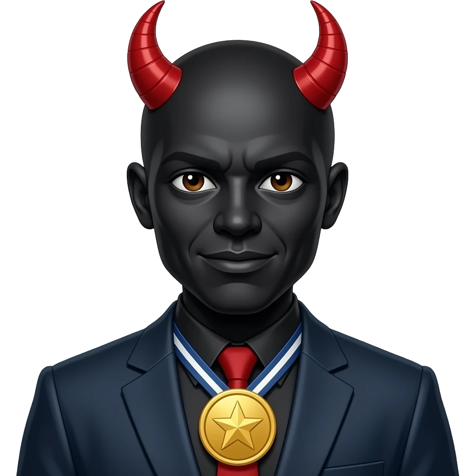 Skin city devil black, and gold badge emoji