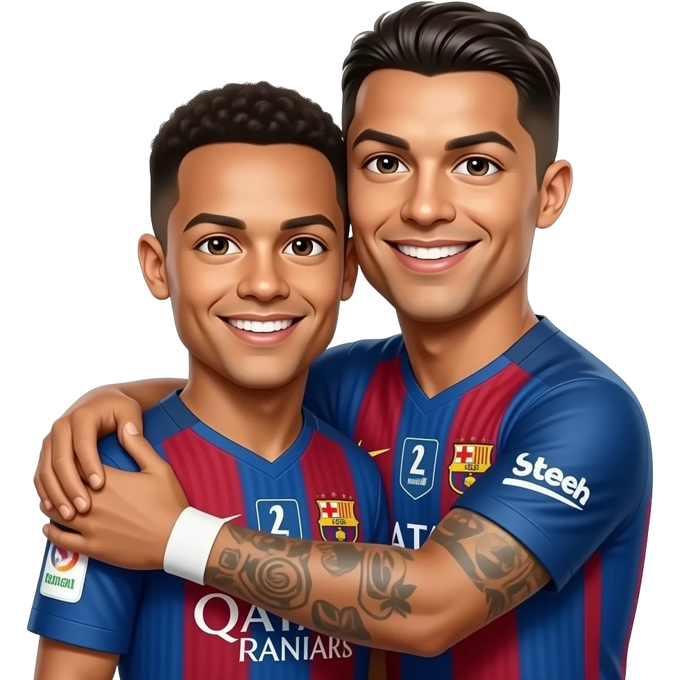 Neymar hugging Ronaldo emoji