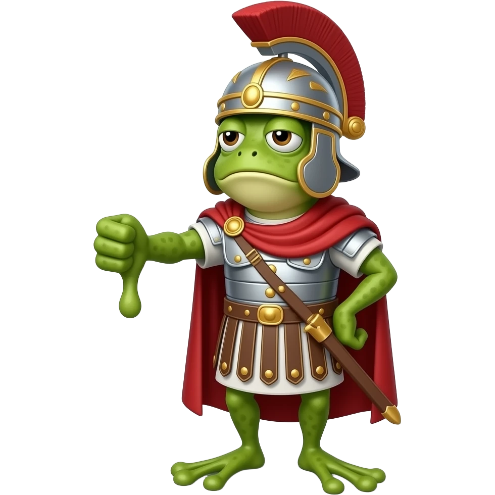 Disappointed Roman emperor frog giving thumbs down emoji