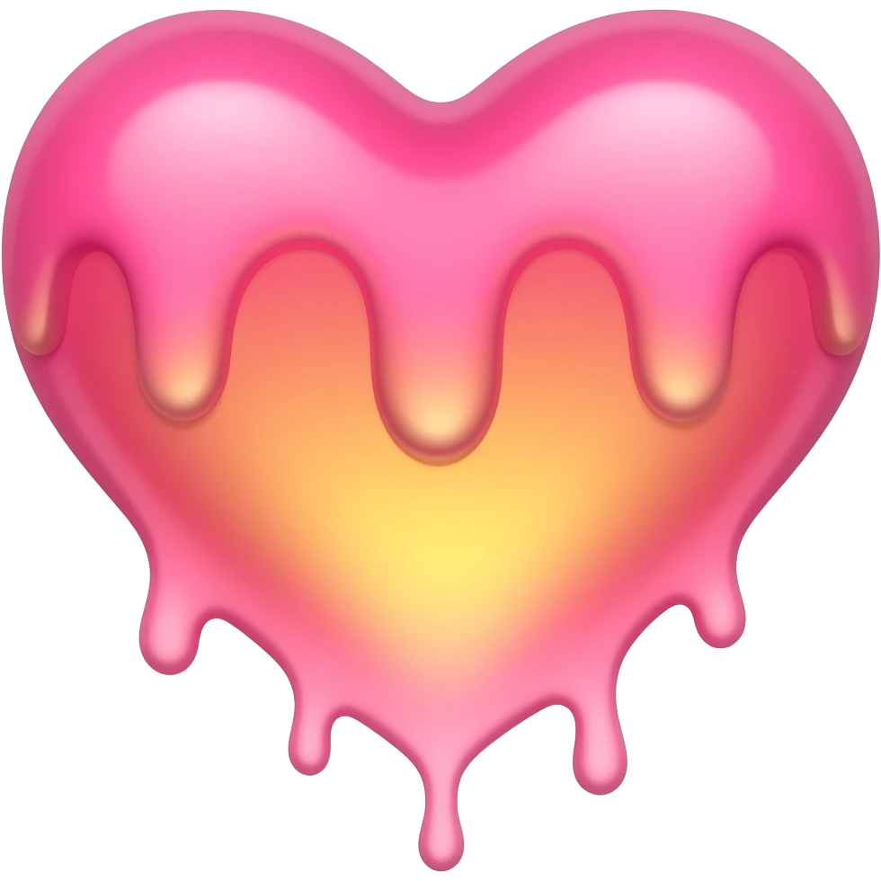 dripping bleeding pink heart glowing pink yellow warmth emoji