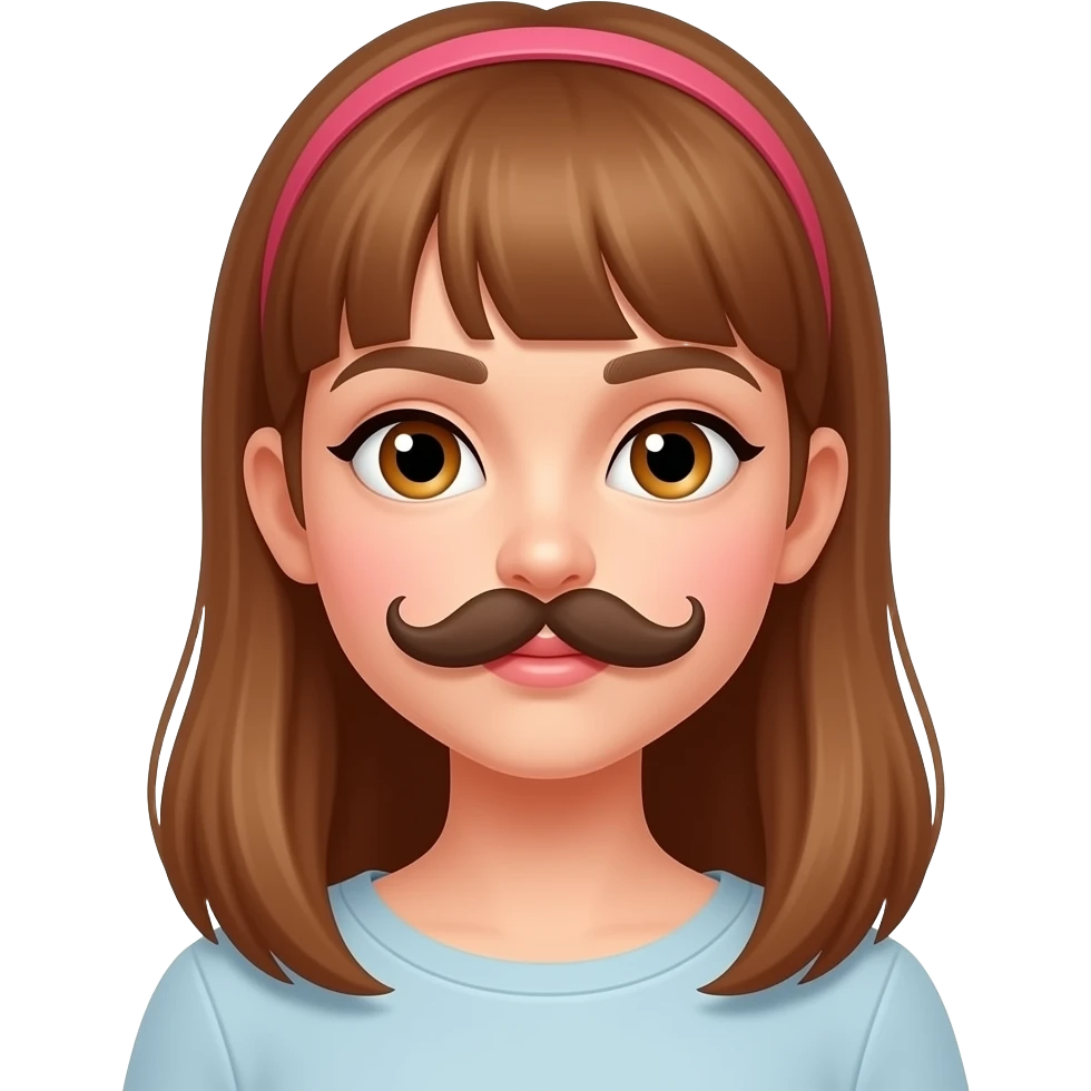 Stylish girl with mustache emoji