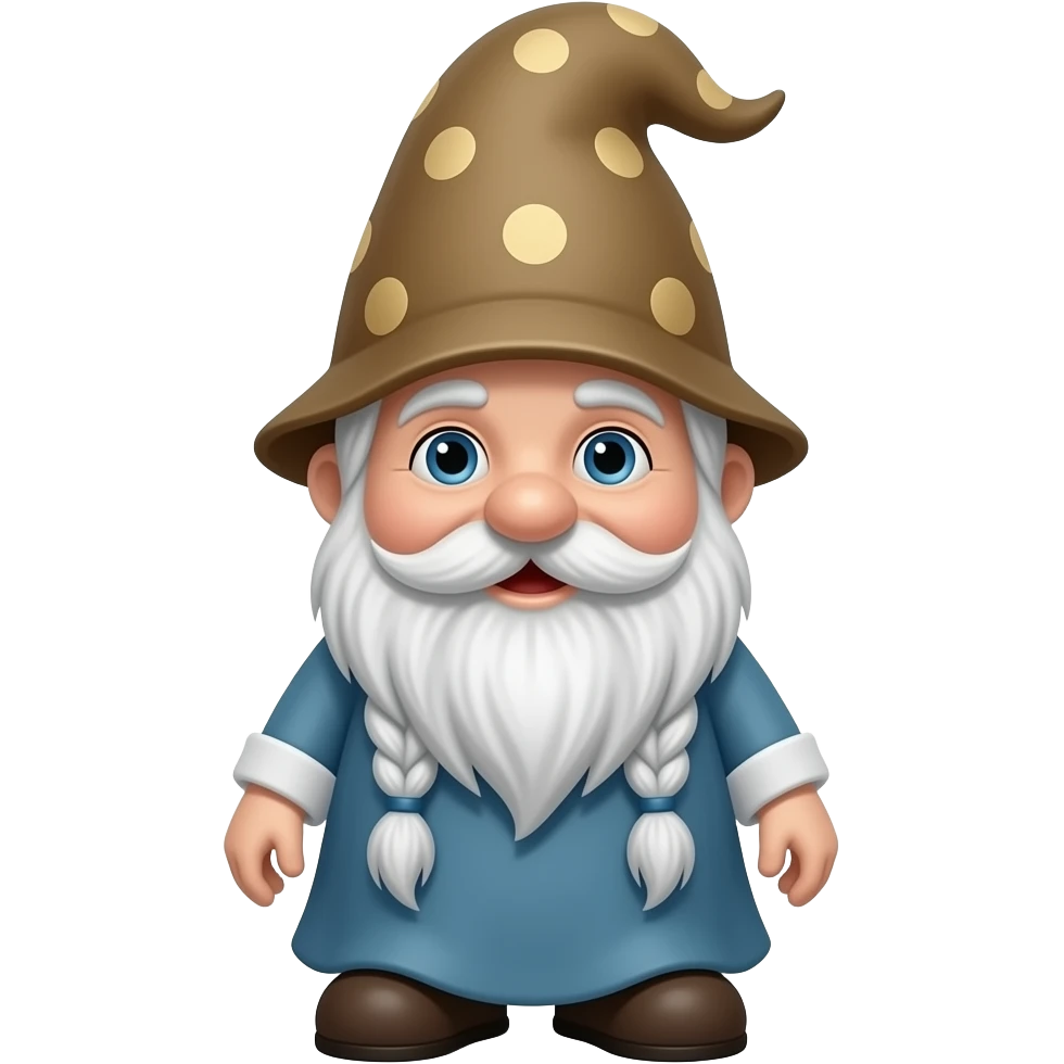 Old woman Garden gnome with grey braids emoji