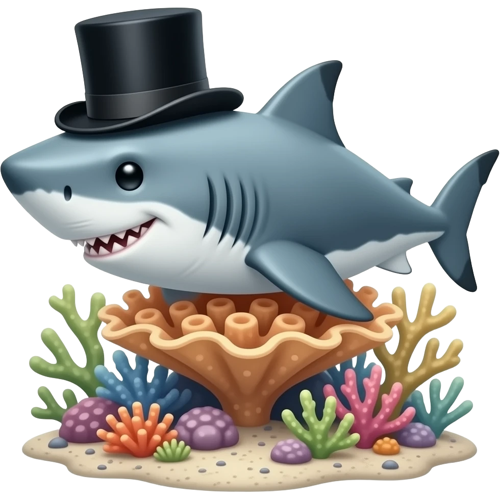 Shark with a top hat emoji