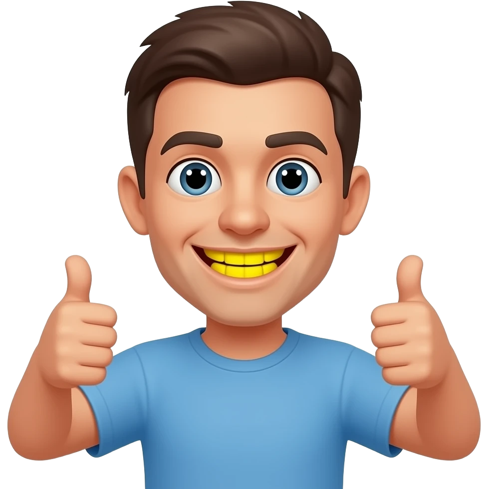 teeth grin happy double thumbs up yellow emoji