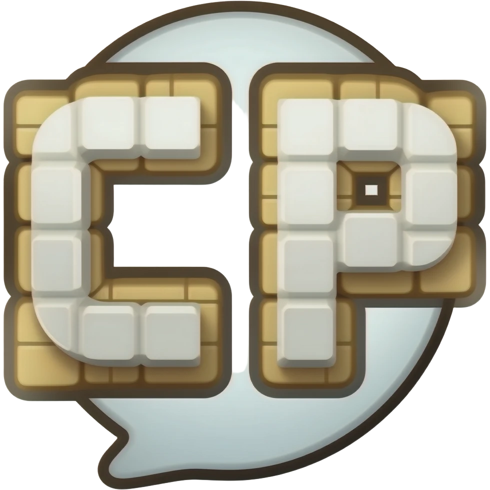 I want a block blast game logo that has the blocks aranged in a C and a P emoji