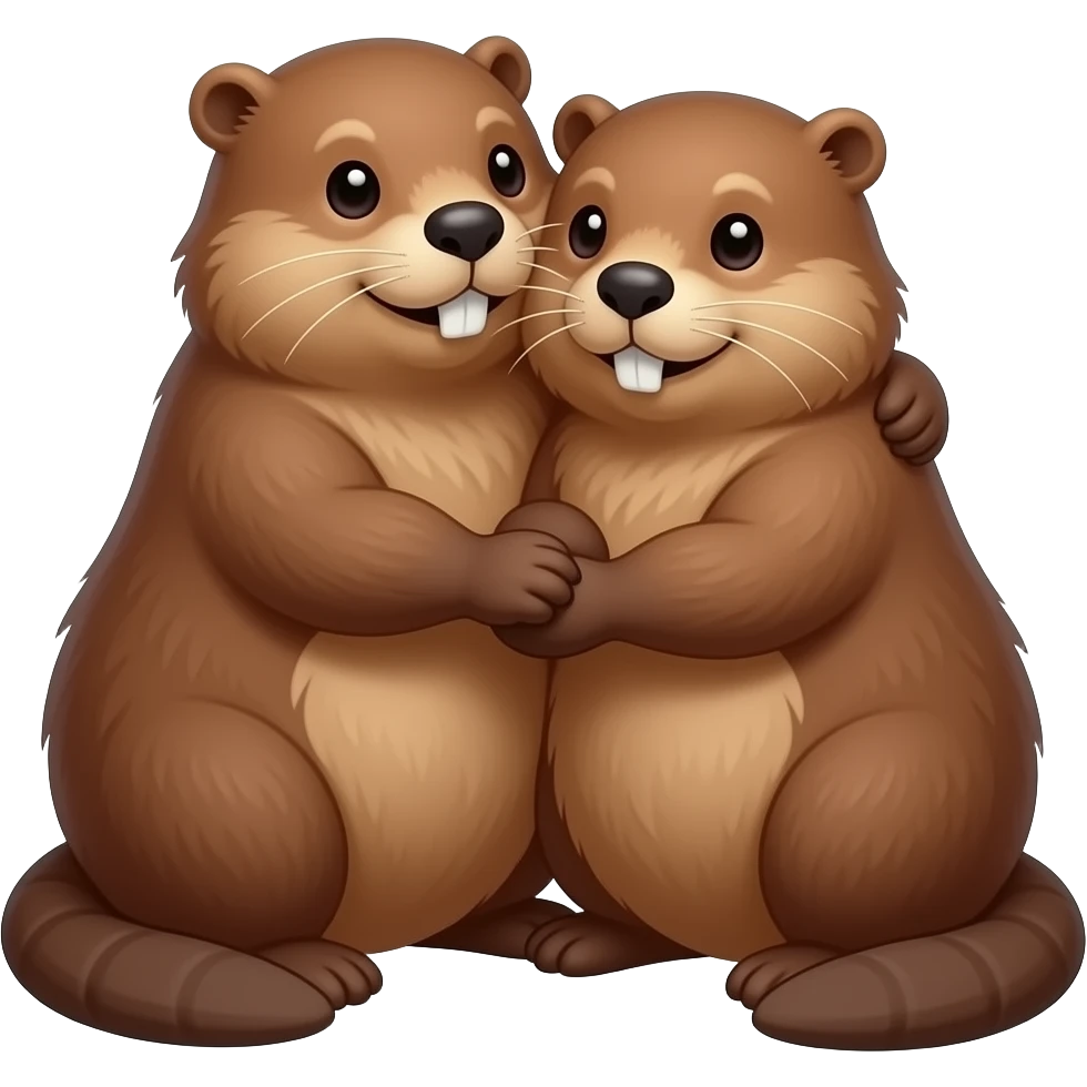 Two chonky beavers cuddling, make them anatomically correct, take your time emoji