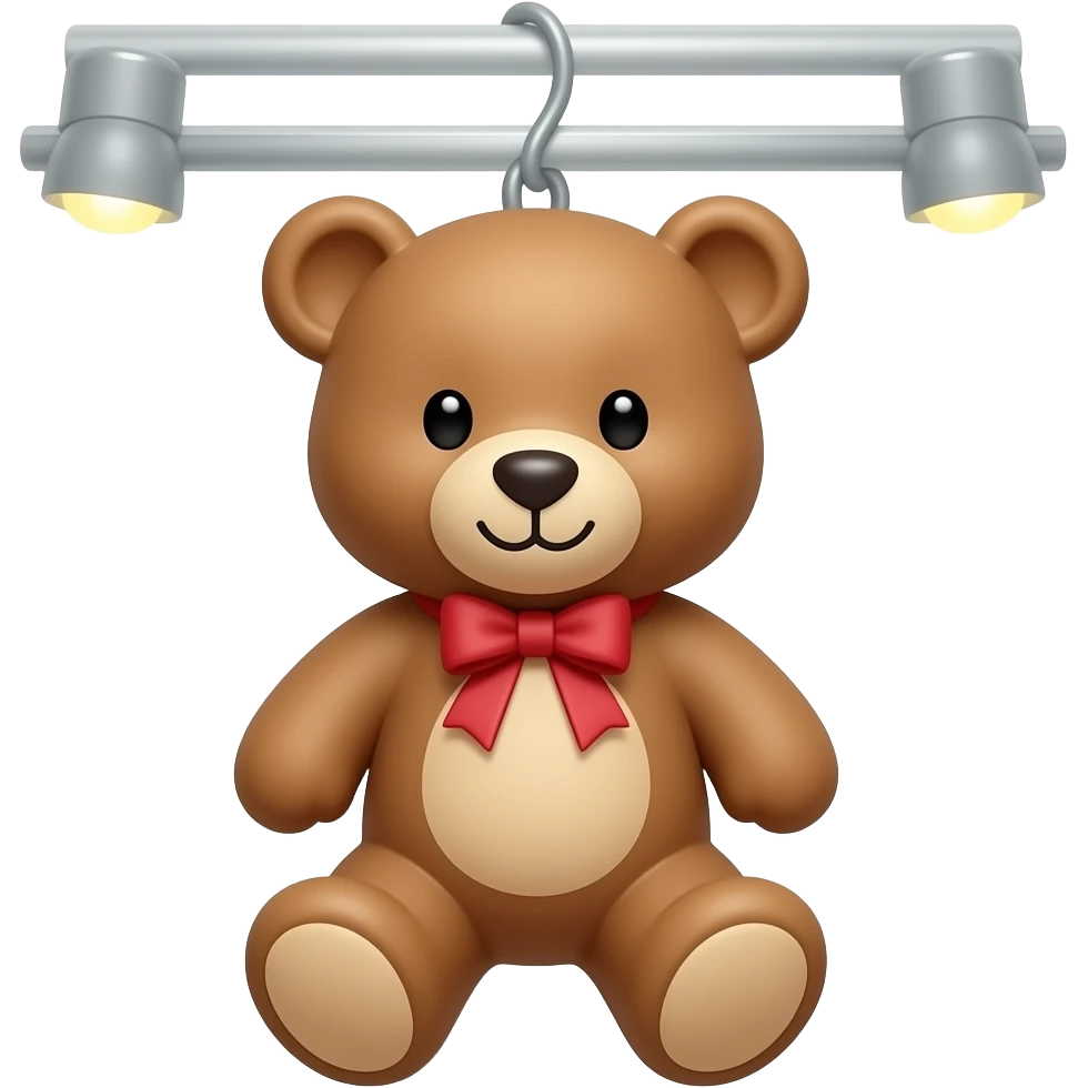 teddy bear hanging on a display spot emoji