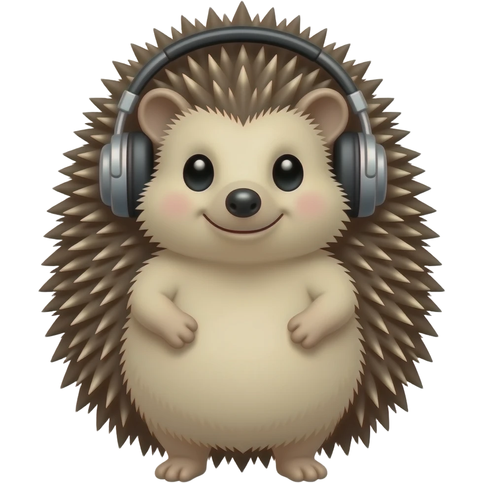 Hedgehog with headphones emoji