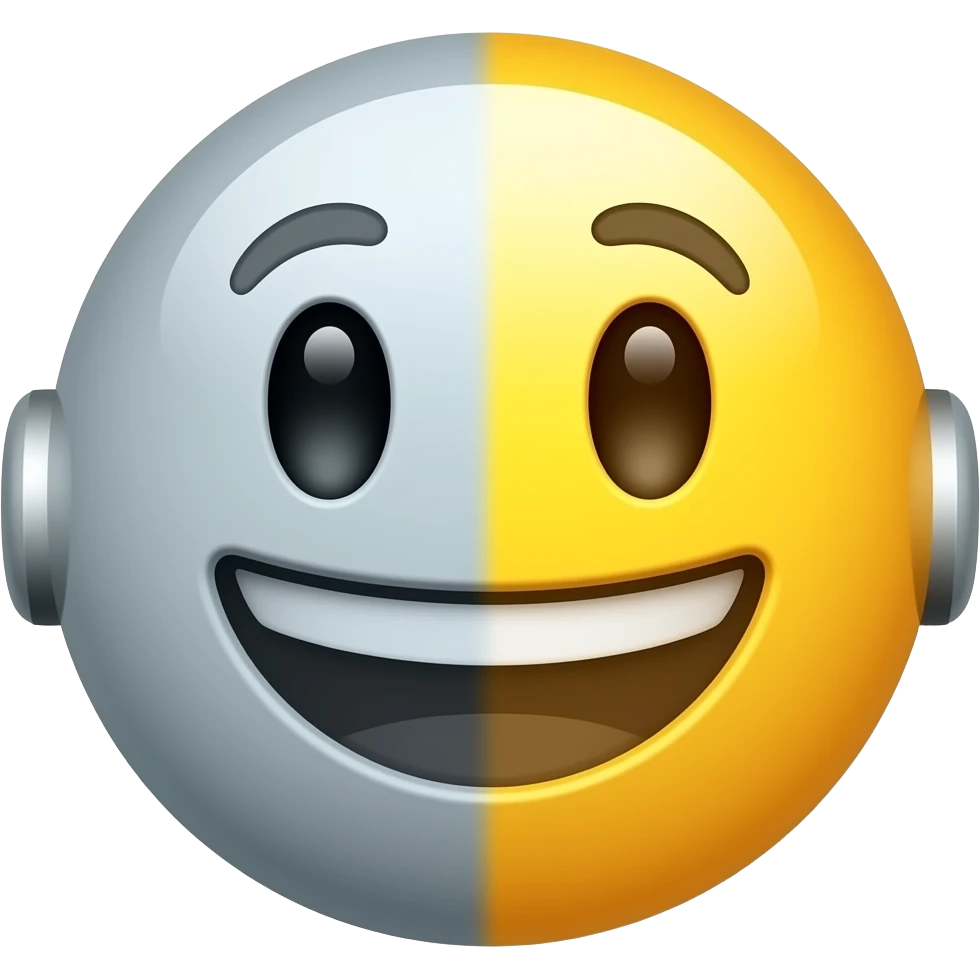 ElUn robot  🤖 con mitad de emoji normal 🙂 emoji