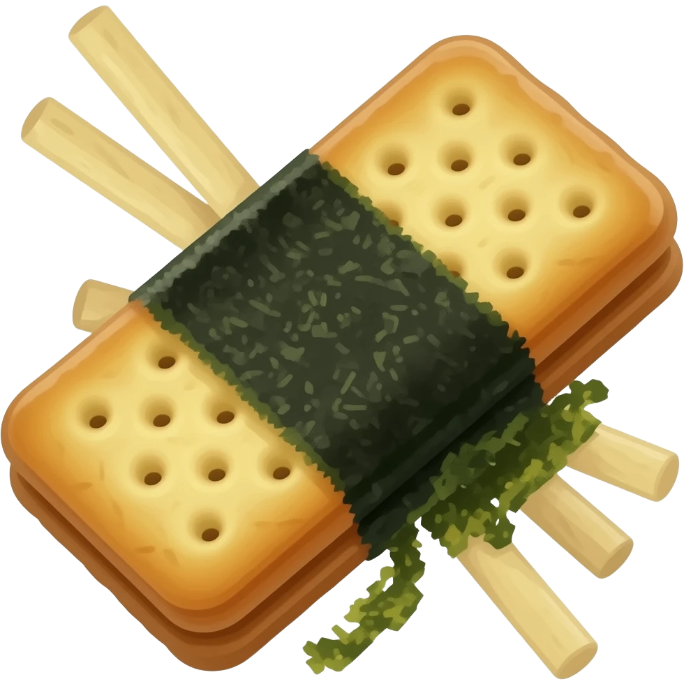 Sambei brown oranje Rice Cracker with nori emoji