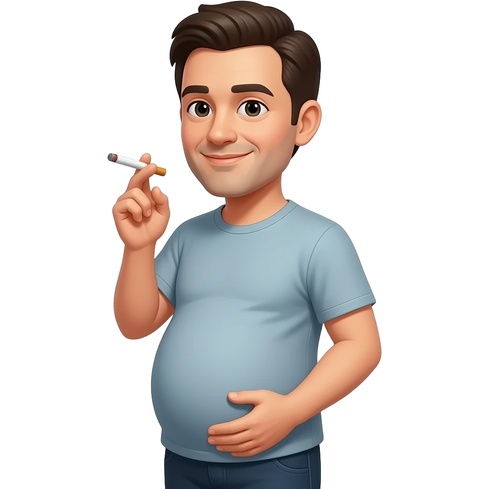Pregnant man smoking a cigarette but make it look like the imesage emoji emoji