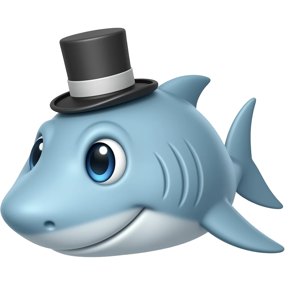 Shark with a top hat emoji