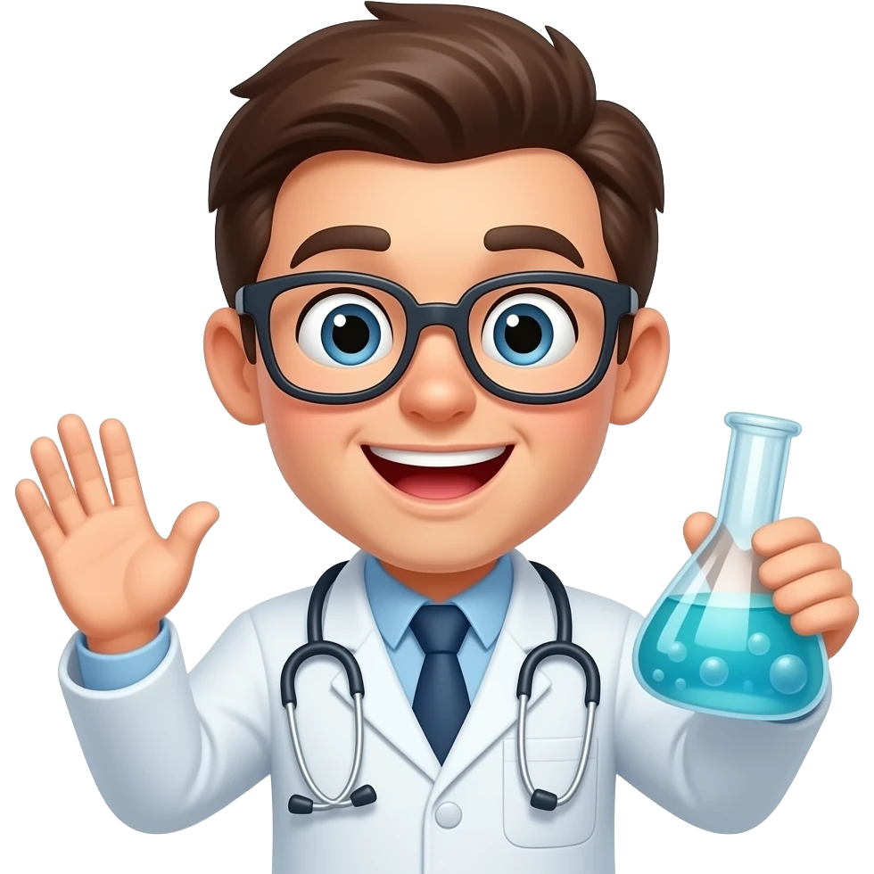 A cartoon scientist in a lab coat looking thrilled stating "it's a sign!" emoji