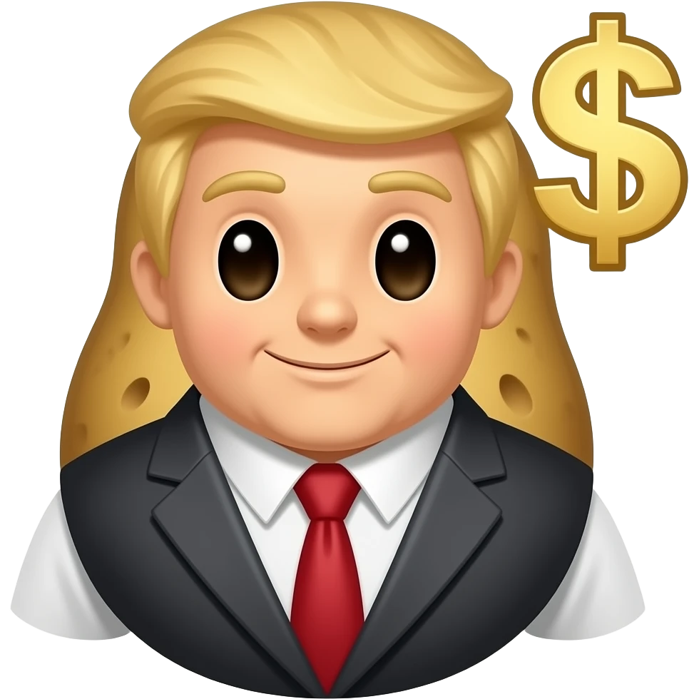 A light brown $1 with a half potato as president picture. emoji