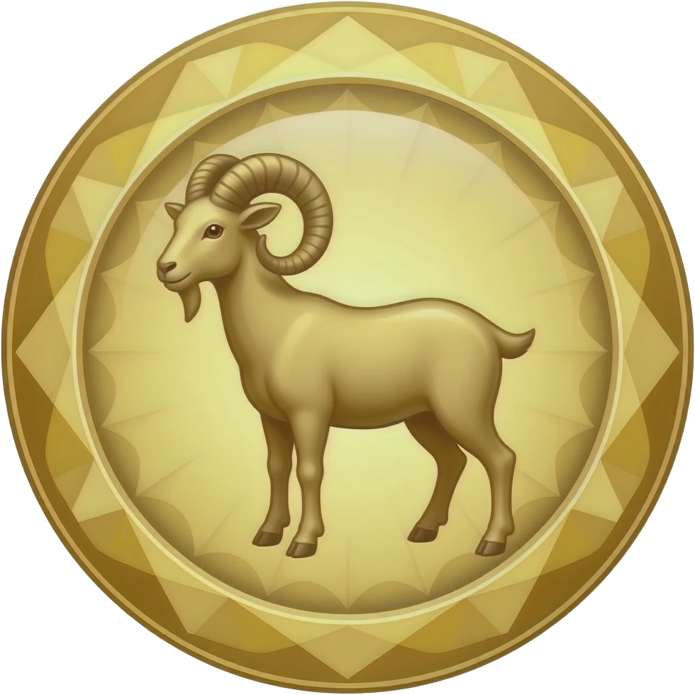 capricorn goat in jewel full gold circle emoji
