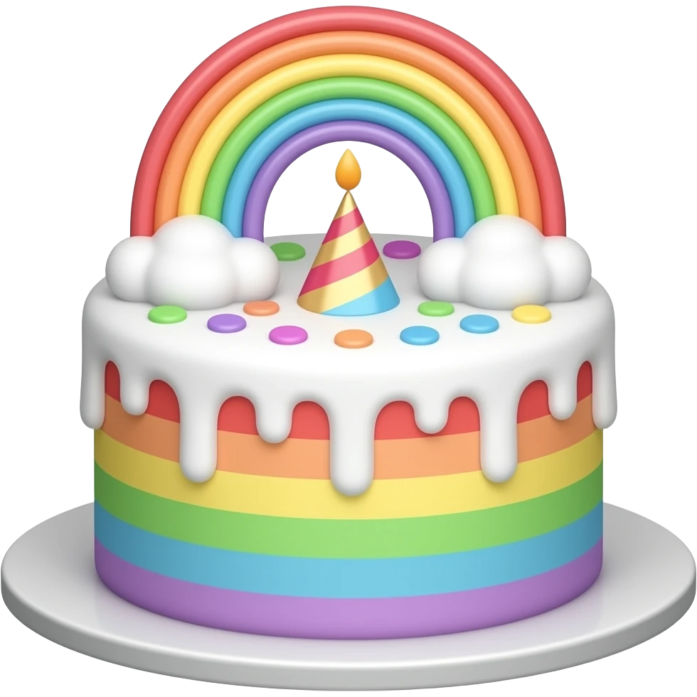 pastel rainbow birthday cake emoji