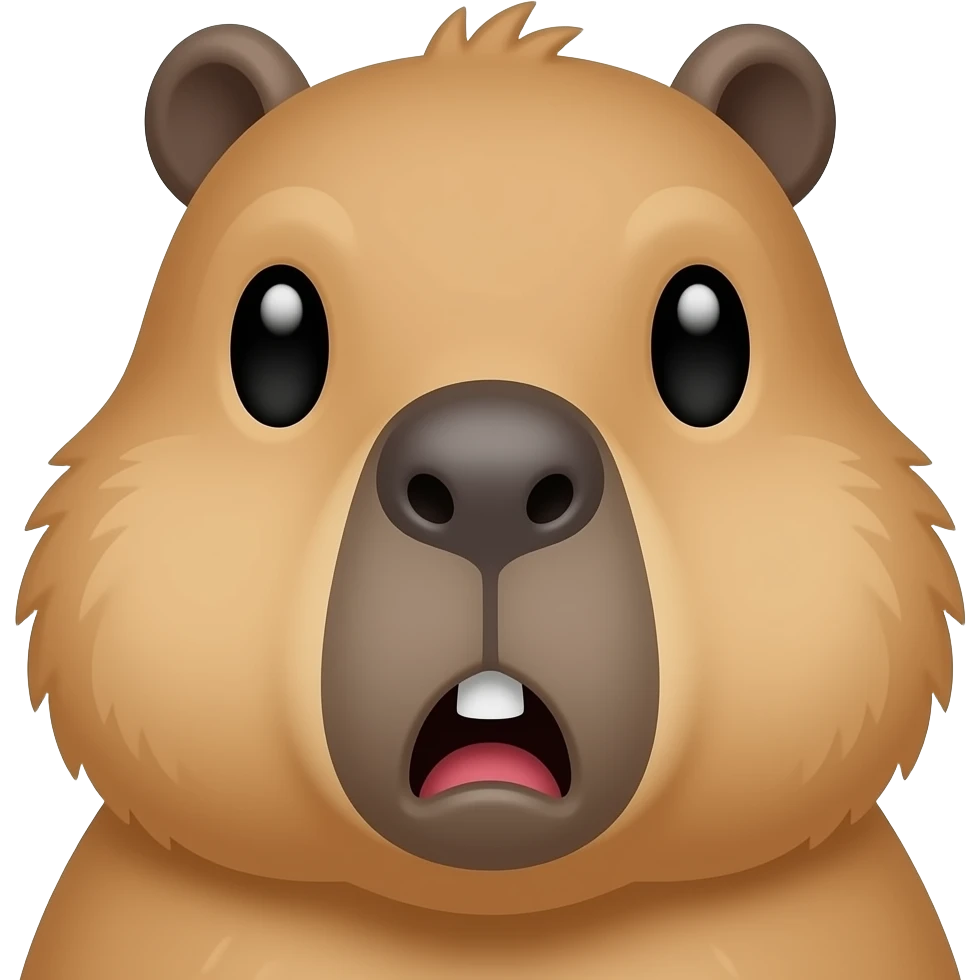 A capybara with a shocked look emoji