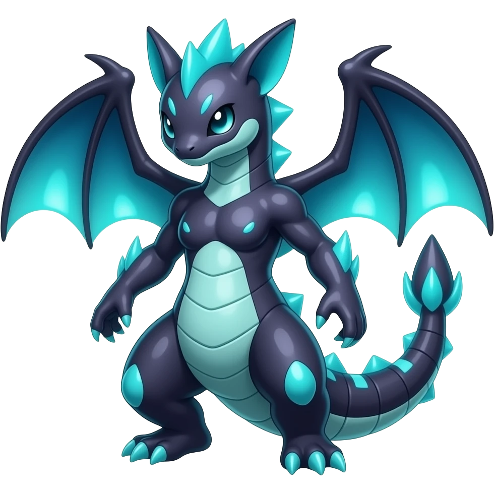 Shiny dark Dusky Neon-glowing bioluminescent edgy cool Salandit-Salamence-Ekans-Seviper-Salazzle-Fakemon-hybrid emoji