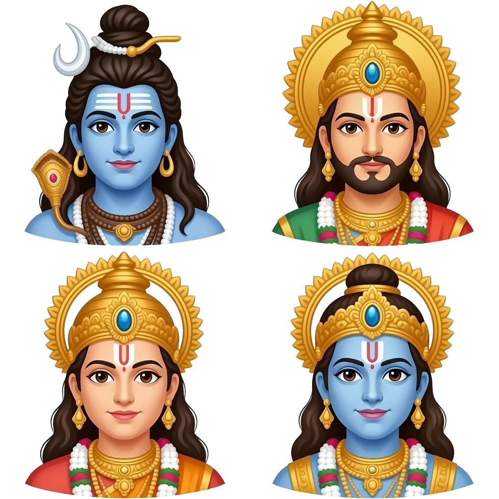 अ) भगवान विष्णू
ब) भगवान शंकर
क) श्रीराम
ड) श्रीकृष्ण
create image emoji