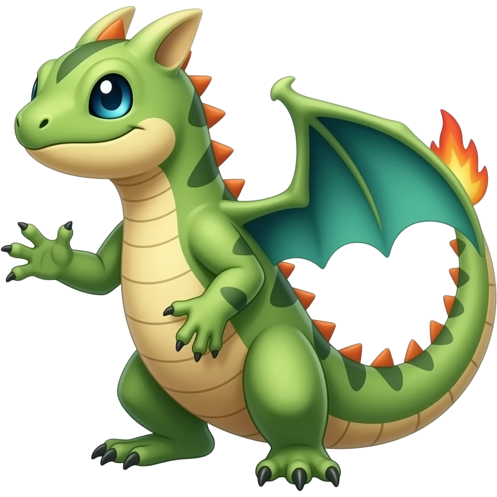 Lizard-Kecleon-Charmander-Charmeleon-Exveemon-Fakémon-hybrid, full body emoji