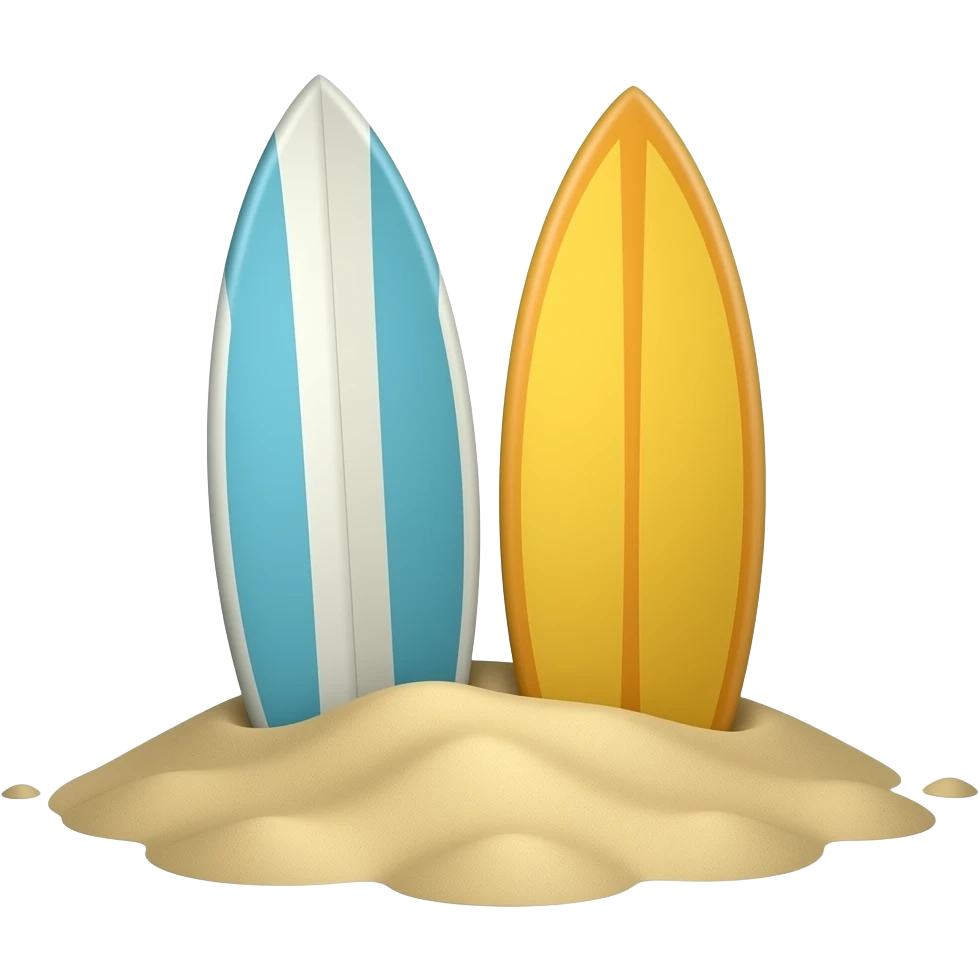 2 surfing boards stick on sand emoji