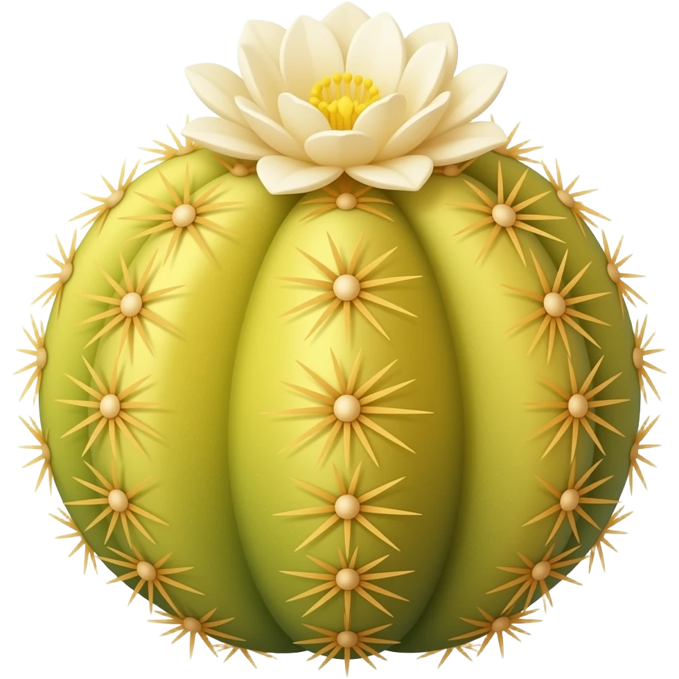 golden cactus with white flower emoji