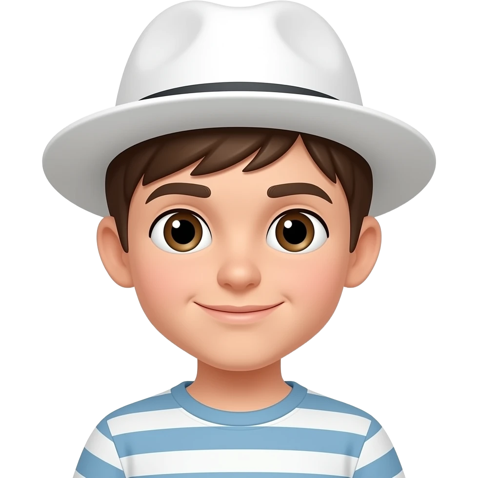 Un chico con sombrero blaco emoji